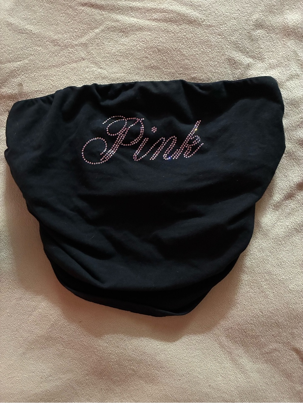 PINK Victoria's Secret Black Tube Top with Rhinestone Script
